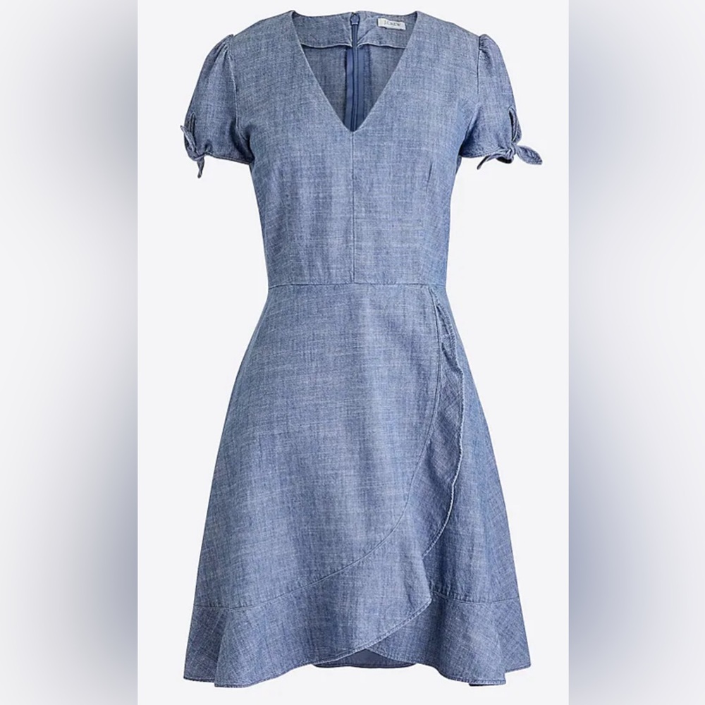J. Crew Chambray Faux-Wrap Dress, Size 6 - NWT